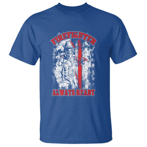 Firefighter T Shirt Always Ready Fireman American Flag Thin Red Line TS02 Royal Blue Printyourwear