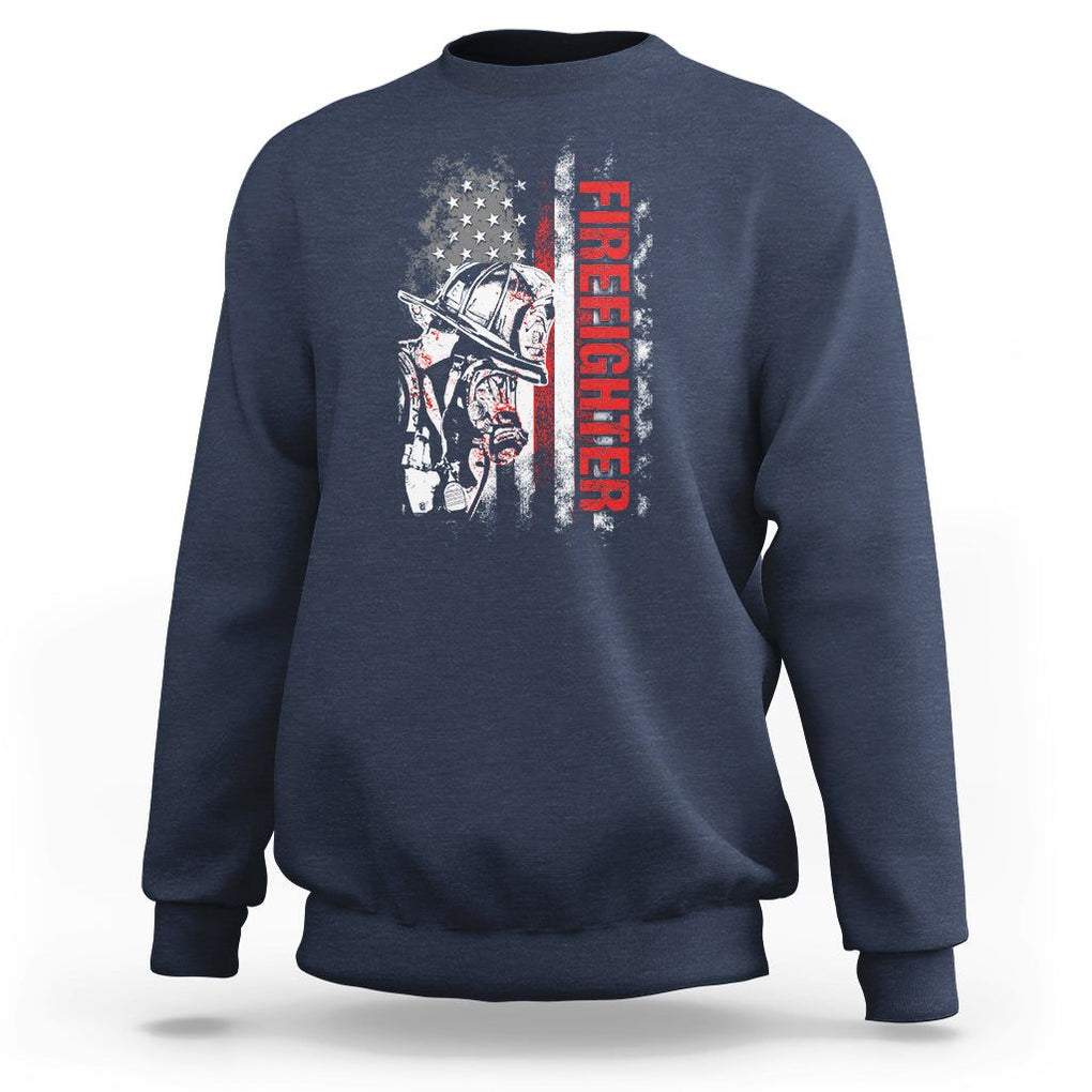 Firefighter Sweatshirt Fireman American Flag Thin Red Line Firefighter TS02 Navy Printyourwear