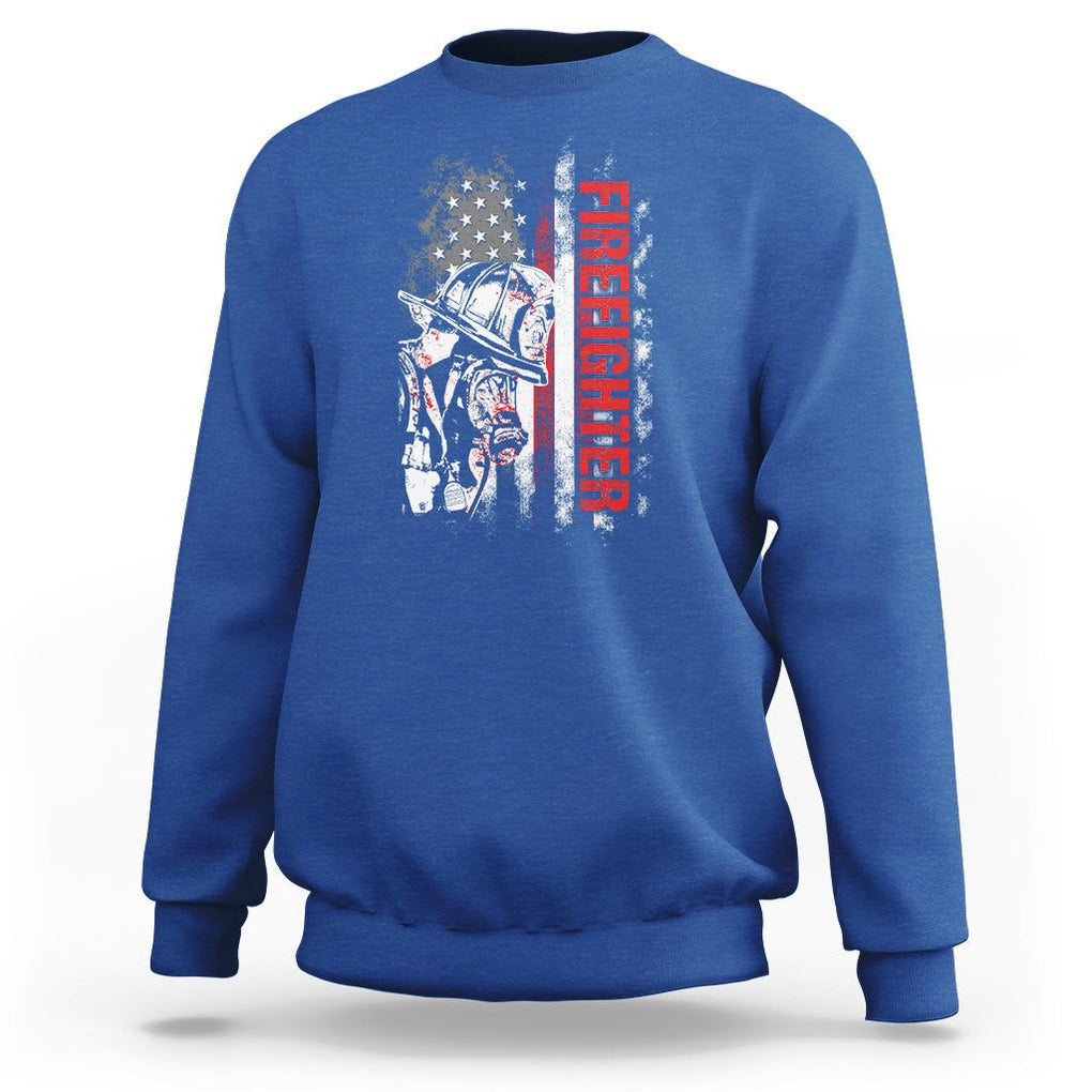 Firefighter Sweatshirt Fireman American Flag Thin Red Line Firefighter TS02 Royal Blue Printyourwear