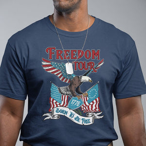 Patriotic American Eagle T Shirt 4th Of July 1776 Freedom Tour Born To Be Free TS02 Navy Print Your Wear