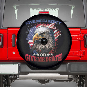 Patriotic American Eagle Spare Tire Cover US Flag Give Me Liberty Or Give Me Death 4th of July TS02 Black Print Your Wear