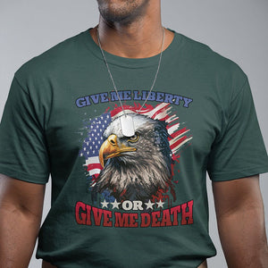 Patriotic American Eagle T Shirt US Flag Give Me Liberty Or Give Me Death 4th of July TS02 Dark Forest Green Print Your Wear