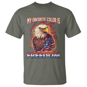 Patriotic American Eagle T Shirt My Favorite Color Is Freedom US Pride 4th of July TS02 Military Green Print Your Wear