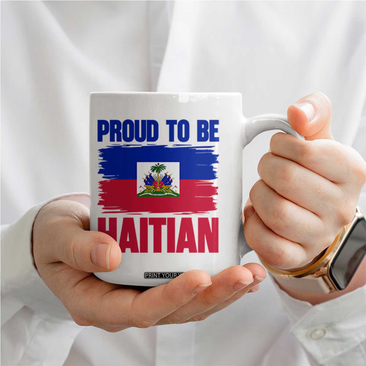 Proud To Be Haitian Coffee Mug Haiti Flag Heritage Pride TS02 Print Your Wear