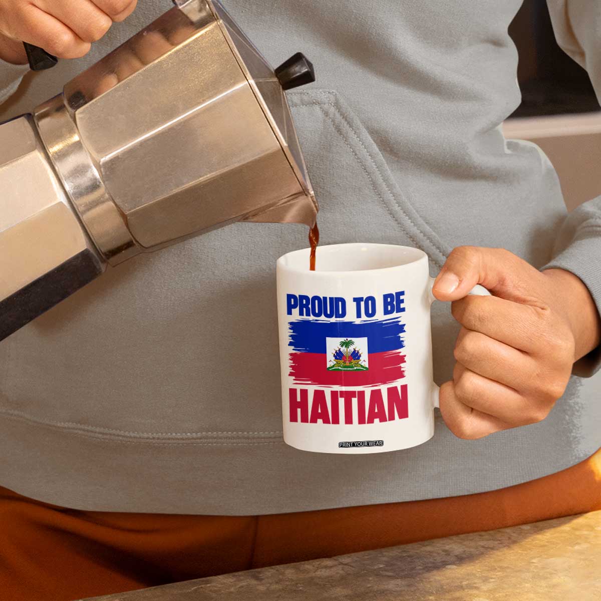 Proud To Be Haitian Coffee Mug Haiti Flag Heritage Pride TS02 Print Your Wear