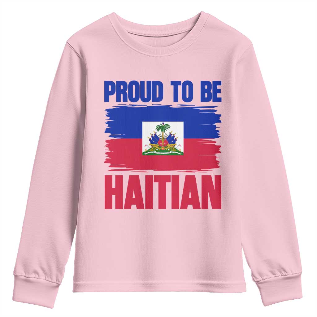 Proud To Be Haitian Youth Sweatshirt Haiti Flag Heritage Pride TS02 Light Pink Print Your Wear
