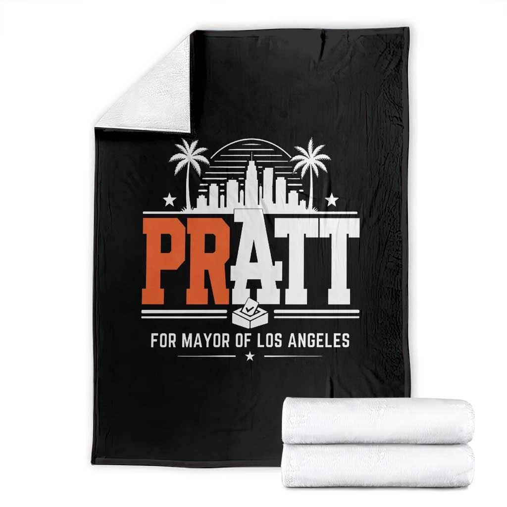 Pratt for Mayor of Los Angeles Retro Skyline Graphic Throw Blanket Support Local Leadership LA City California Pride TS02 Black Print Your Wear
