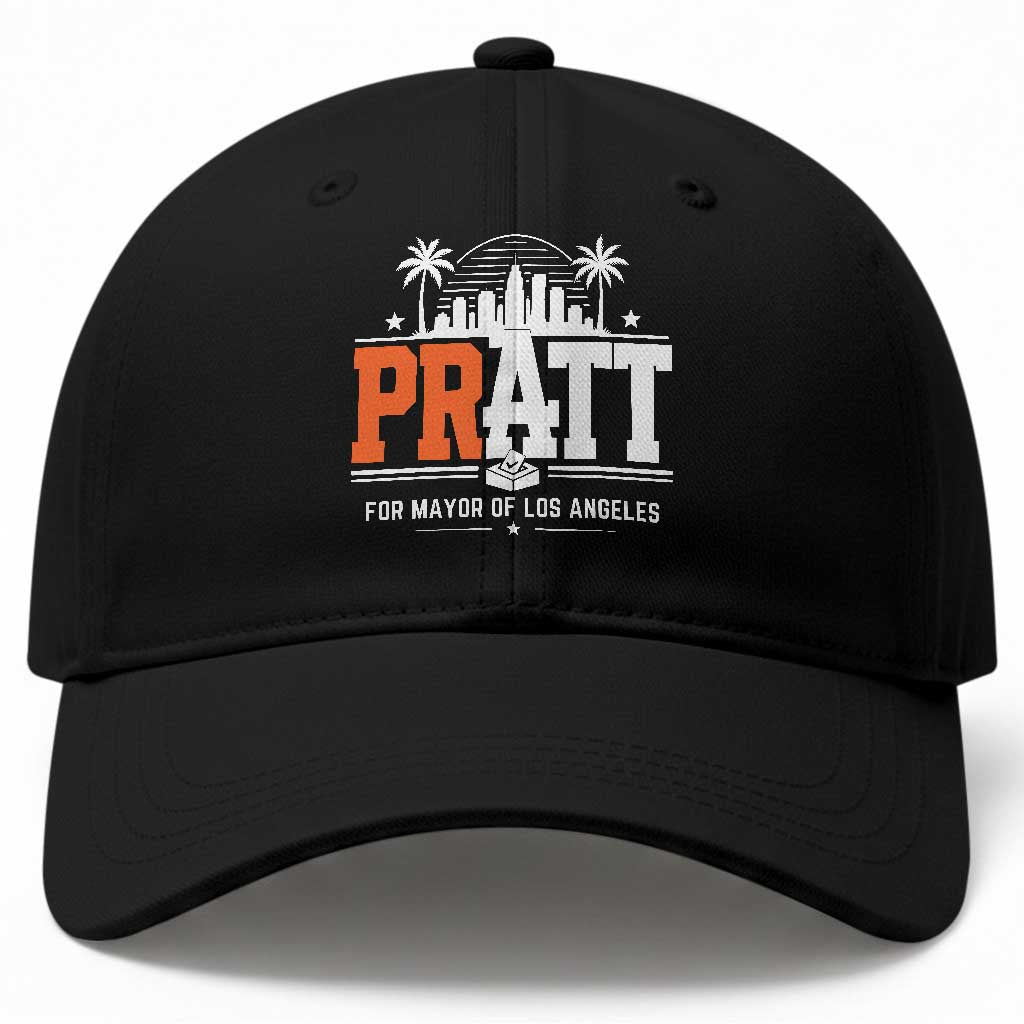 Pratt for Mayor of Los Angeles Retro Skyline Graphic Baseball Cap Support Local Leadership LA City California Pride TS02 Print Your Wear