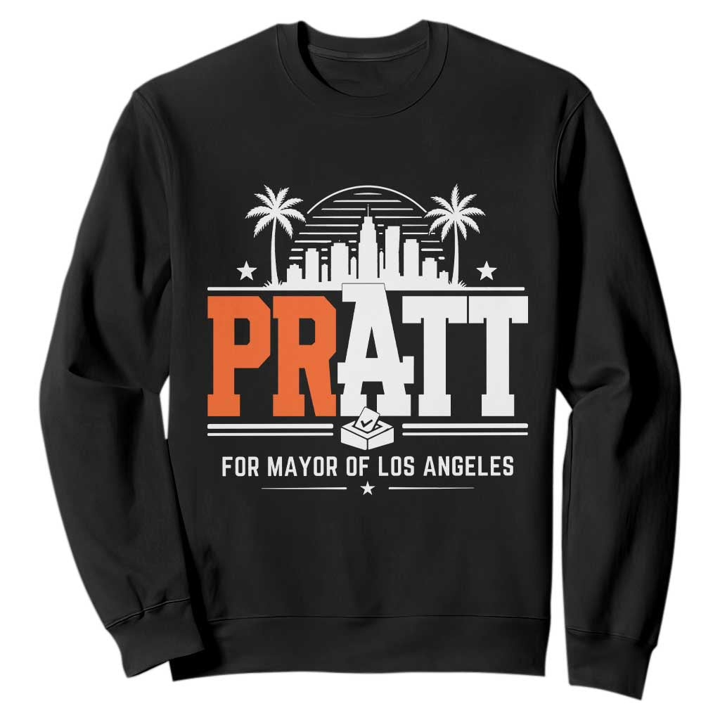 Pratt for Mayor of Los Angeles Retro Skyline Graphic Sweatshirt Support Local Leadership LA City California Pride TS02 Black Print Your Wear