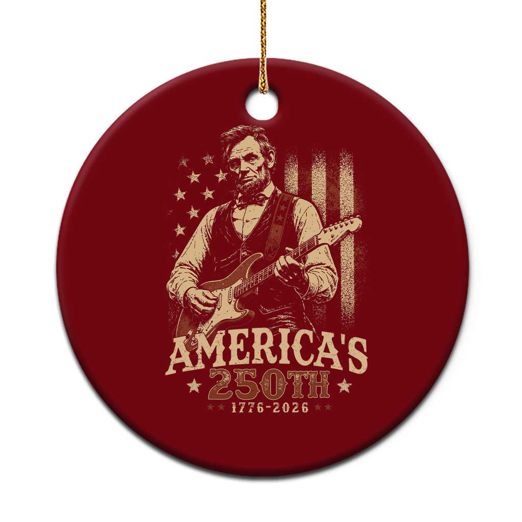 USA 250th 1776 to 2026 Rock Star Abraham Lincoln Ceramic Ornament Vintage Electric Guitar Player Patriotic Us Flag Semiquincentennial TS02 1pc Red Print Your Wear