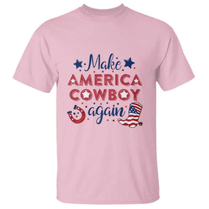 Retro Western T Shirt Make America A Cowboy Again Country Lifestyle Rodeo TS02 Light Pink Print Your Wear