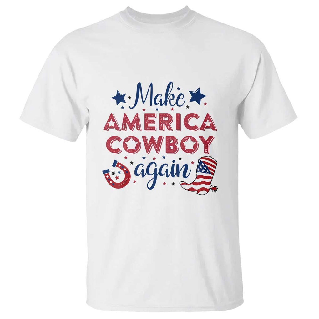 Retro Western T Shirt Make America A Cowboy Again Country Lifestyle Rodeo TS02 White Print Your Wear