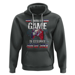 Funny 4th of July Gamer Hoodie I Paused My Game To Celebrate Video Game Lover TS02 Dark Heather Printyourwear