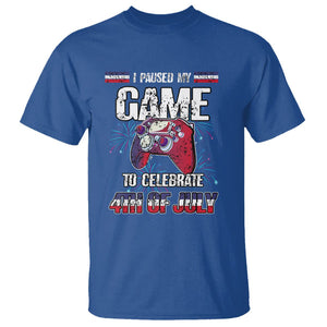 Funny 4th of July Gamer T Shirt I Paused My Game To Celebrate Video Game Lover TS02 Royal Blue Printyourwear