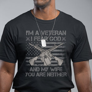 I'm A Veteran I Fear God And My Wife You Are Neither US Flag Dog Tags T Shirt TS02 Dark Heather Printyourwear