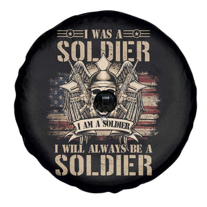 Veteran Spare Tire Cover I Was I Am I Will Always Be A Soldier US Flag American Skull TS02 Print Your Wear