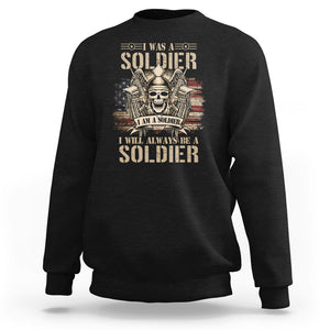 Veteran Sweatshirt I Was I Am I Will Always Be A Soldier US Flag American Skull TS02 Dark Heather Printyourwear