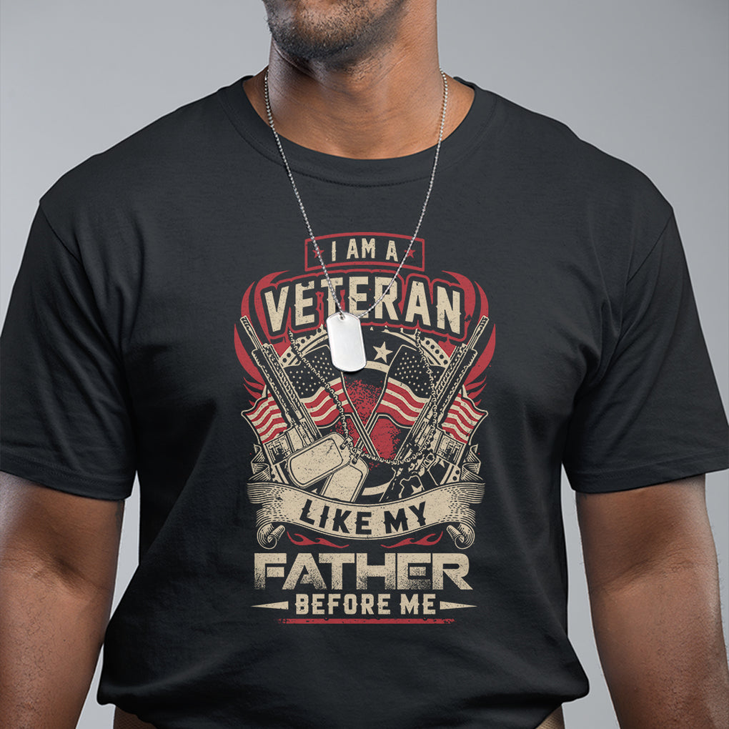 Veteran T Shirt I Am Like My Father Before Me US Flag Dog Tags American Soldier TS02 Dark Heather Printyourwear