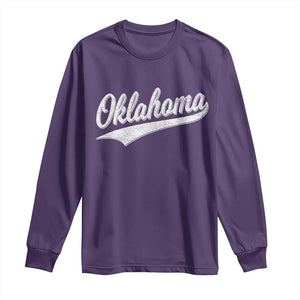 Vintage Oklahoma Throwback Distressed Long Sleeve Shirt Retro Classic OK State Pride TS02 Purple Print Your Wear
