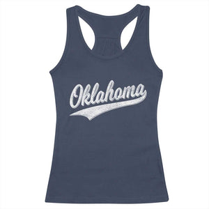 Vintage Oklahoma Throwback Distressed Racerback Tank Top Retro Classic OK State Pride TS02 Navy Print Your Wear