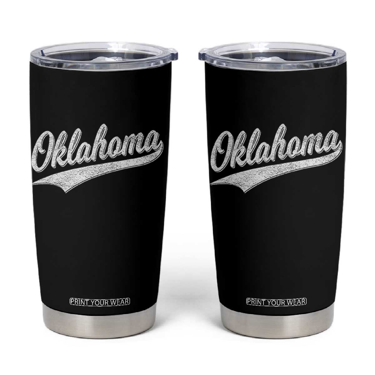 Vintage Oklahoma Throwback Distressed Tumbler Cup Retro Classic OK State Pride TS02 Black Print Your Wear