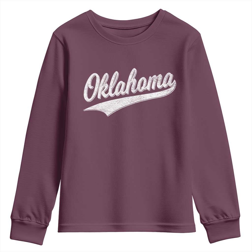 Vintage Oklahoma Throwback Distressed Youth Sweatshirt Retro Classic OK State Pride TS02 Maroon Print Your Wear