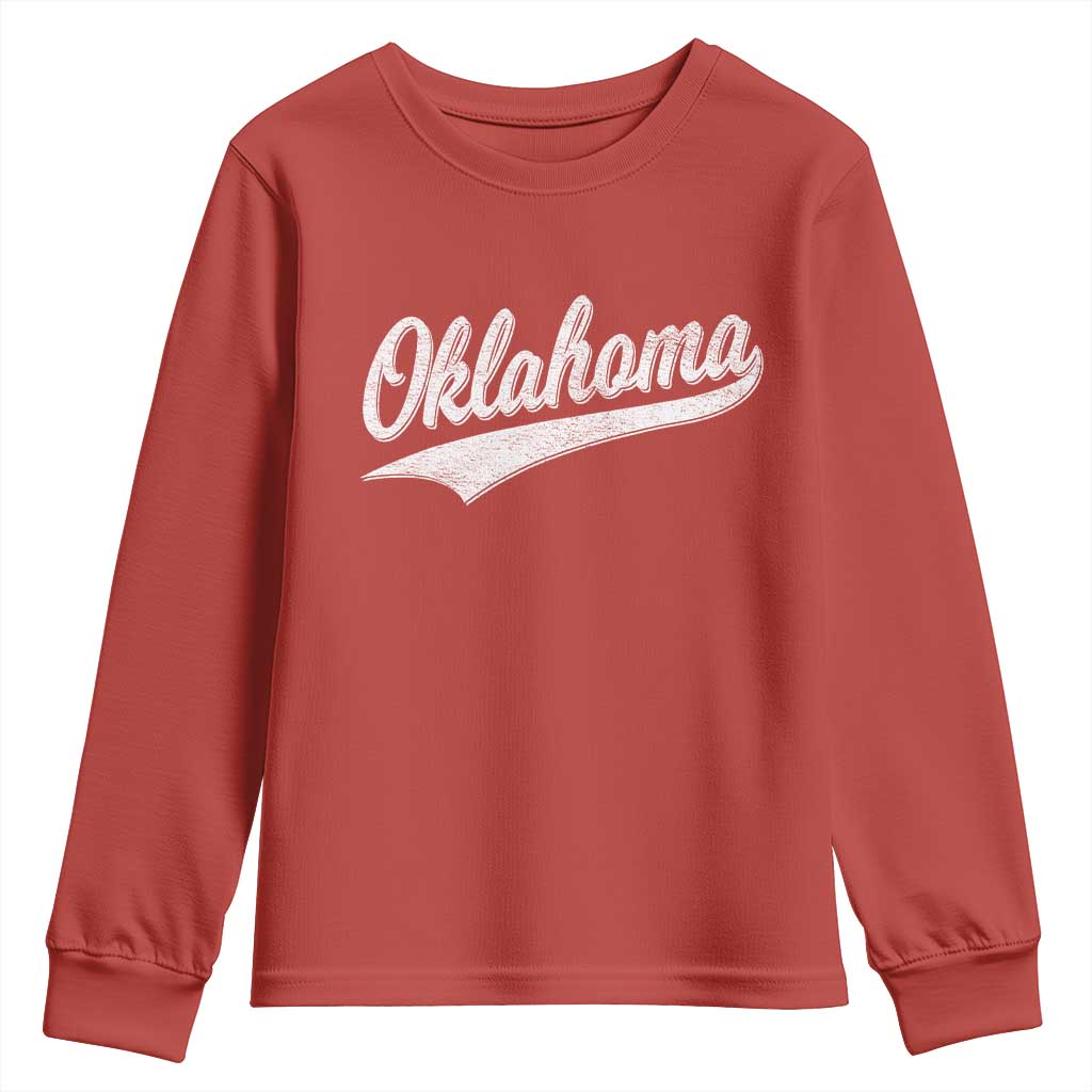 Vintage Oklahoma Throwback Distressed Youth Sweatshirt Retro Classic OK State Pride TS02 Red Print Your Wear