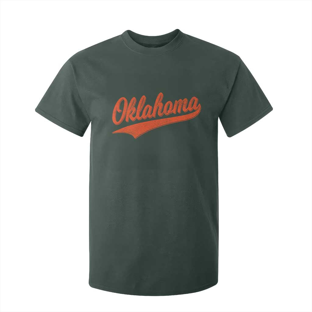 Vintage Oklahoma Orange Throwback Distressed T Shirt For Kid Retro Classic OK State Pride TS02 Dark Forest Green Print Your Wear