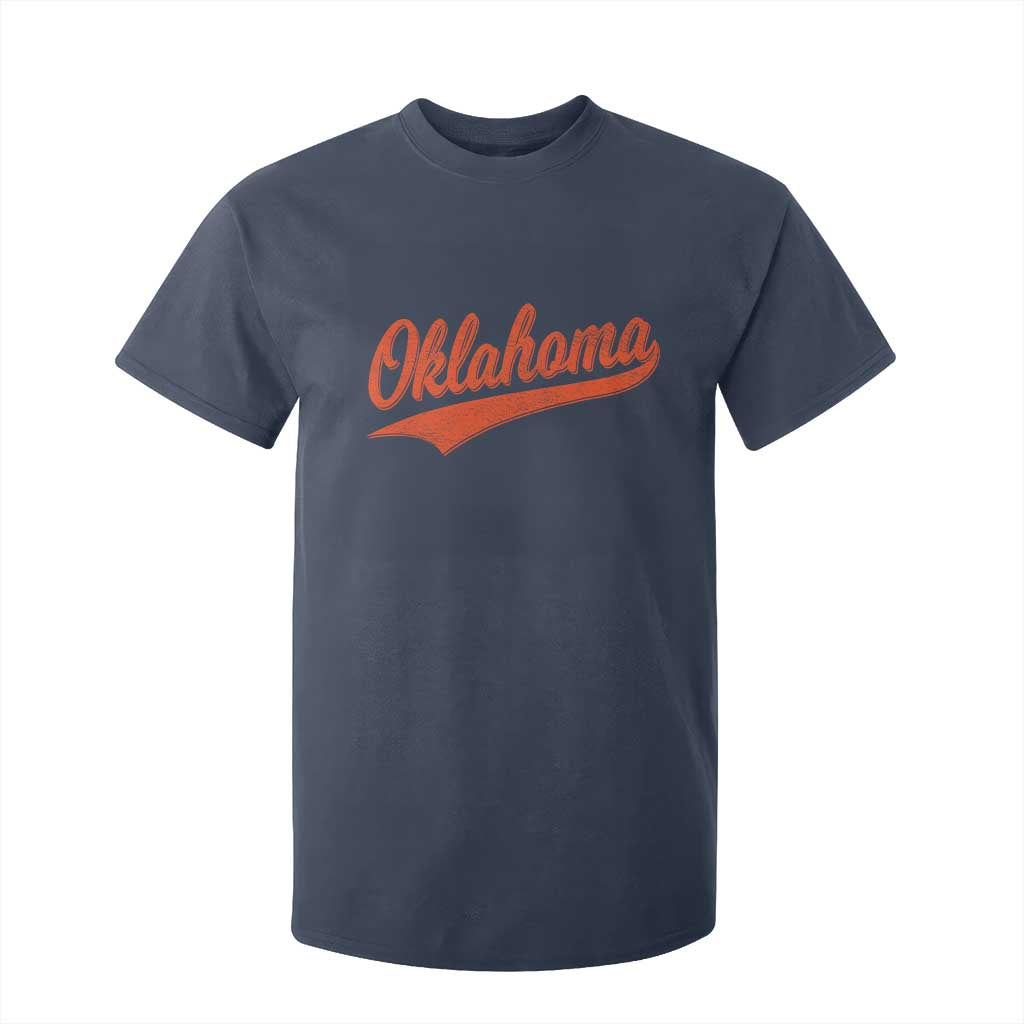 Vintage Oklahoma Orange Throwback Distressed T Shirt For Kid Retro Classic OK State Pride TS02 Navy Print Your Wear