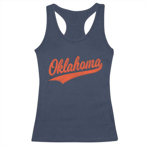 Vintage Oklahoma Orange Throwback Distressed Racerback Tank Top Retro Classic OK State Pride TS02 Navy Print Your Wear