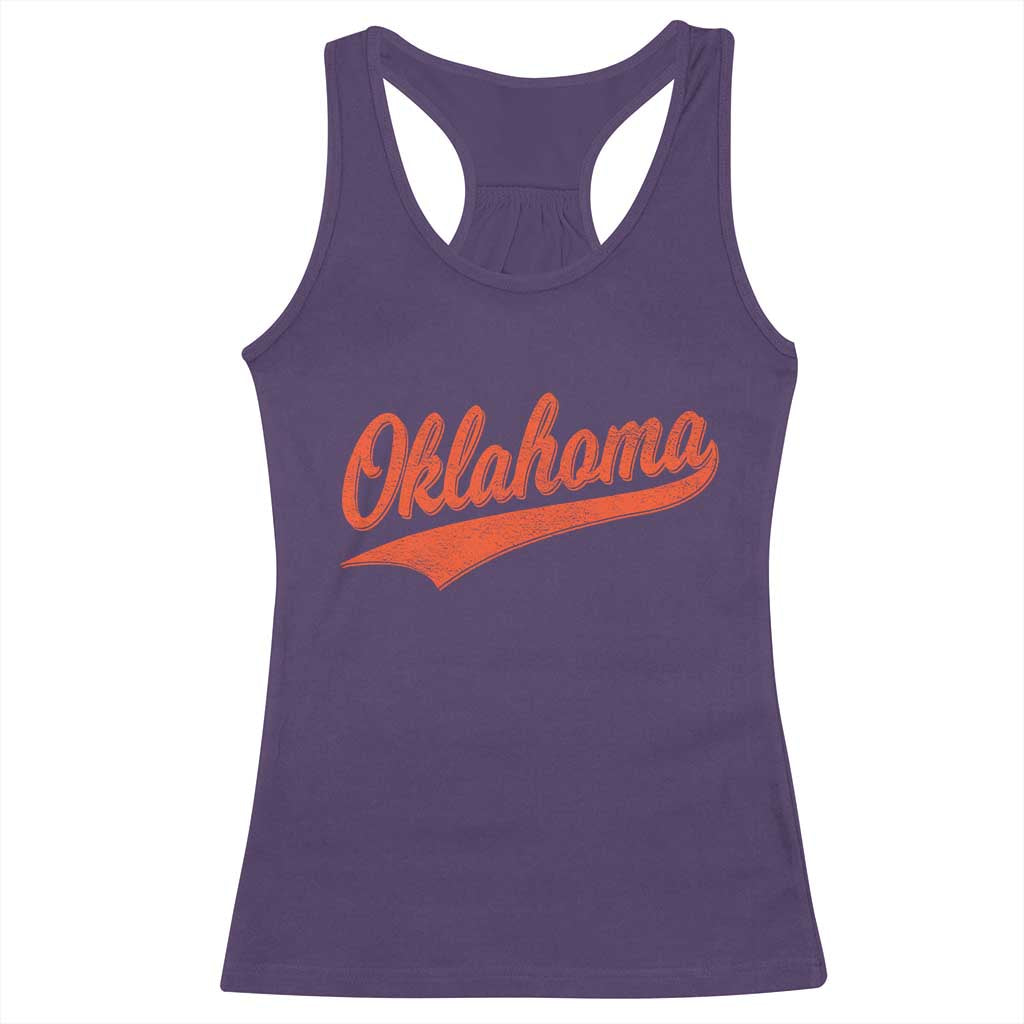 Vintage Oklahoma Orange Throwback Distressed Racerback Tank Top Retro Classic OK State Pride TS02 Purple Print Your Wear