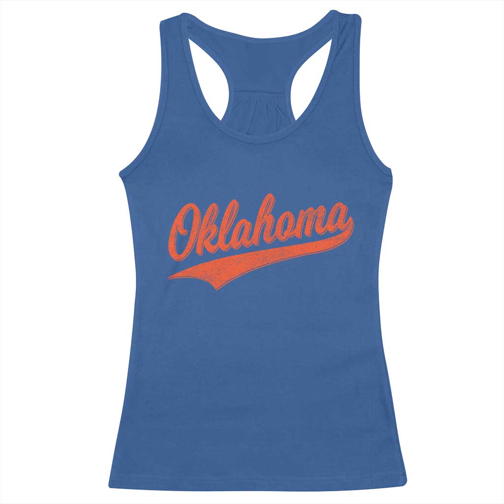 Vintage Oklahoma Orange Throwback Distressed Racerback Tank Top Retro Classic OK State Pride TS02 Royal Blue Print Your Wear