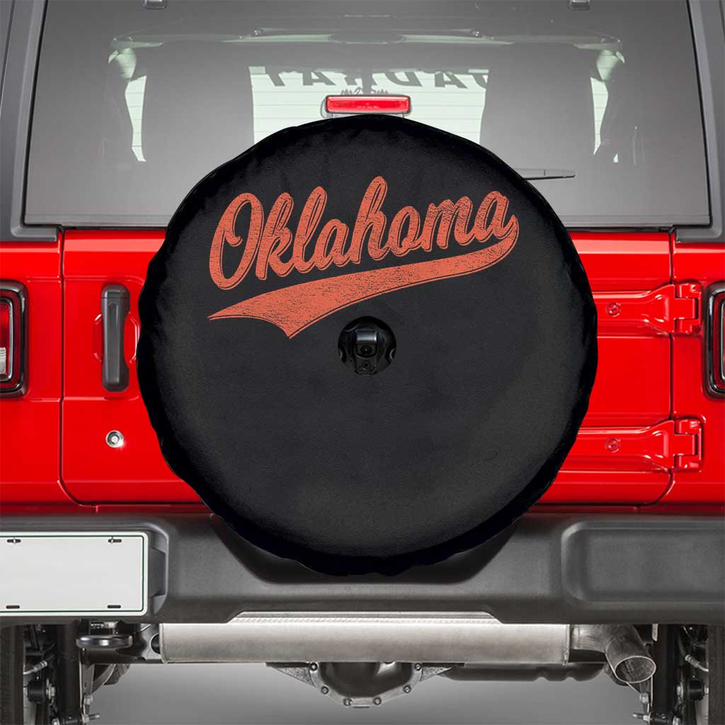 Vintage Oklahoma Orange Throwback Distressed Spare Tire Cover Retro Classic OK State Pride TS02 Black Print Your Wear