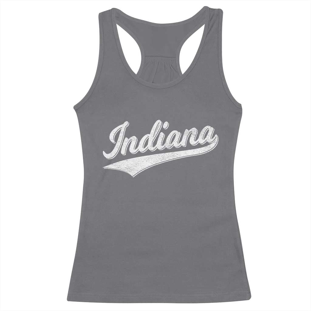 Vintage Indiana Retro Throwback Distressed Racerback Tank Top Retro Classic IN State Pride TS02 Charcoal Print Your Wear