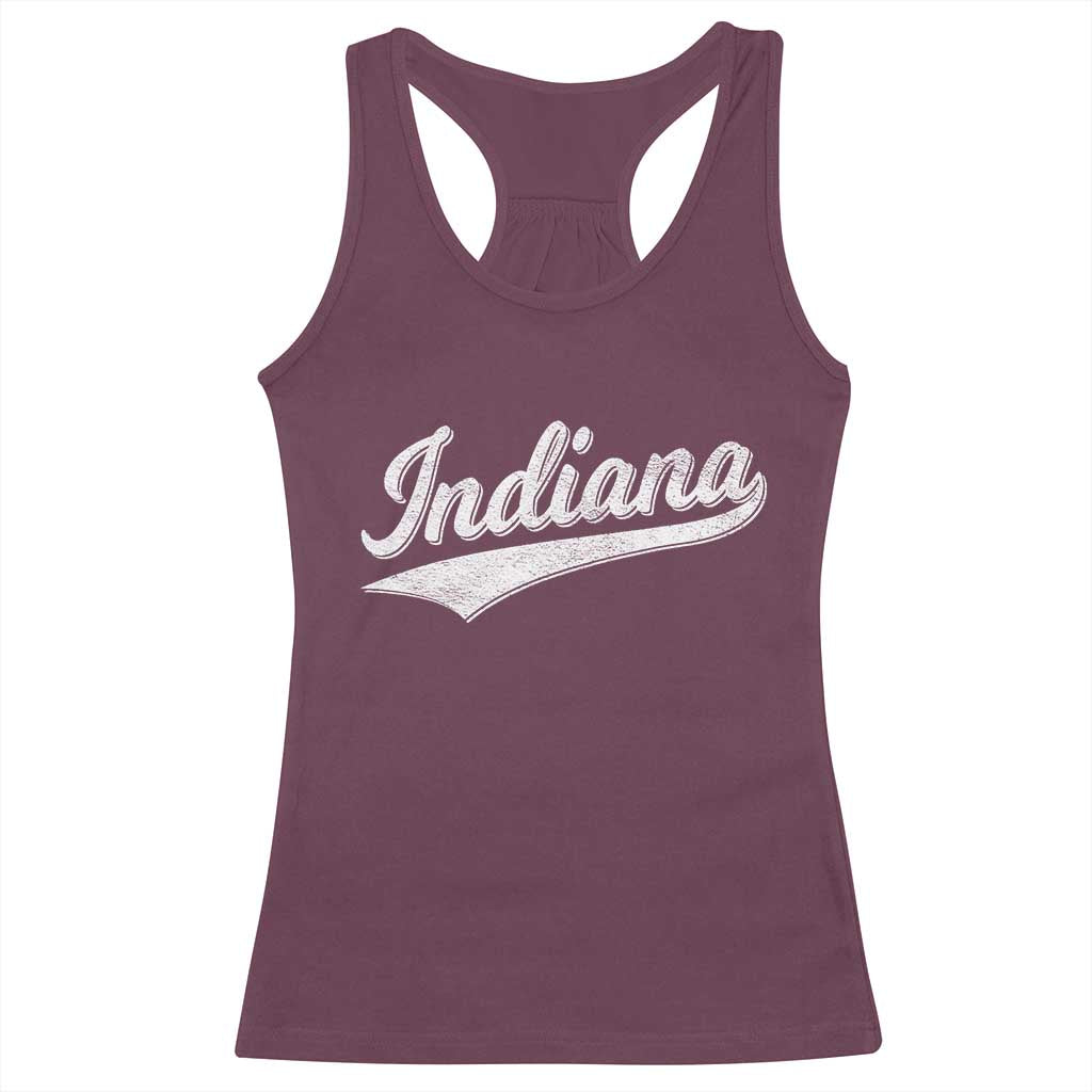 Vintage Indiana Retro Throwback Distressed Racerback Tank Top Retro Classic IN State Pride TS02 Maroon Print Your Wear