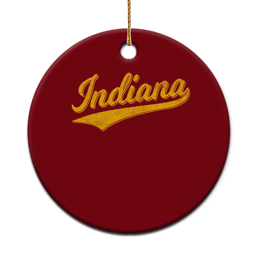 Vintage Indiana Retro Yellow Throwback Distressed Ceramic Ornament Retro Classic IN State Pride TS02 1pc Red Print Your Wear
