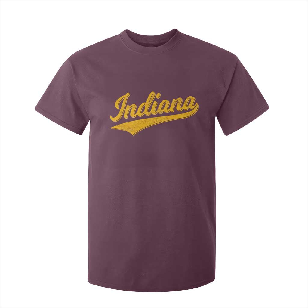 Vintage Indiana Retro Yellow Throwback Distressed T Shirt For Kid Retro Classic IN State Pride TS02 Maroon Print Your Wear