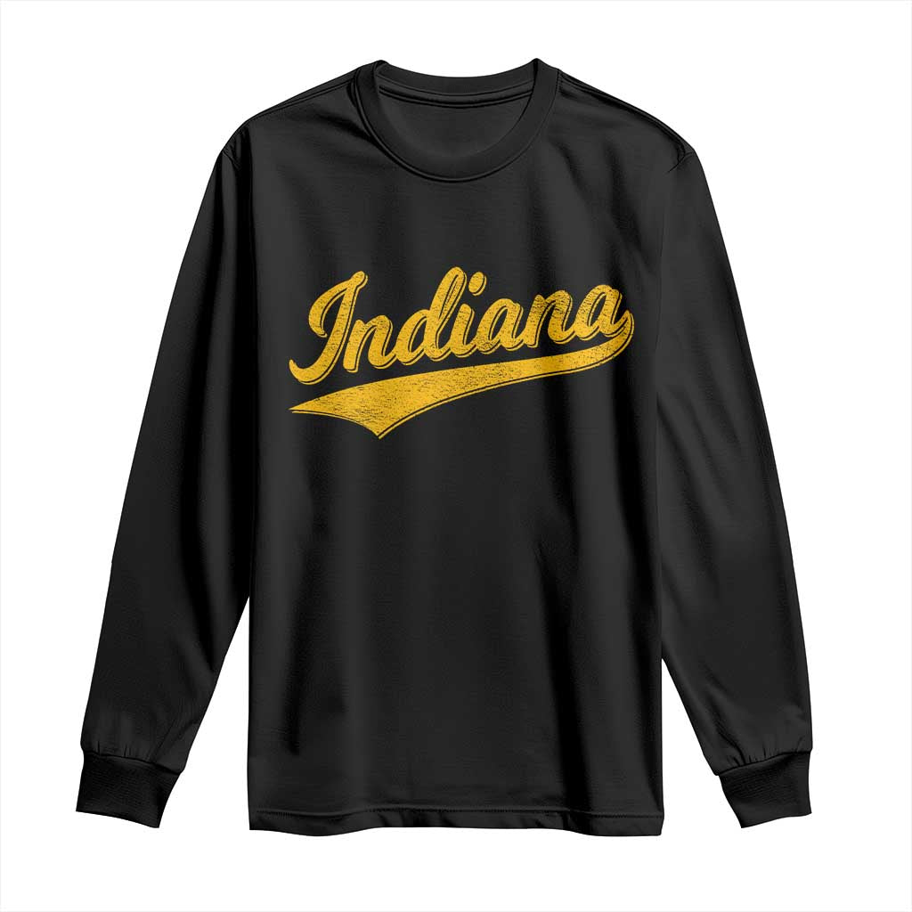 Vintage Indiana Retro Yellow Throwback Distressed Long Sleeve Shirt Retro Classic IN State Pride TS02 Black Print Your Wear