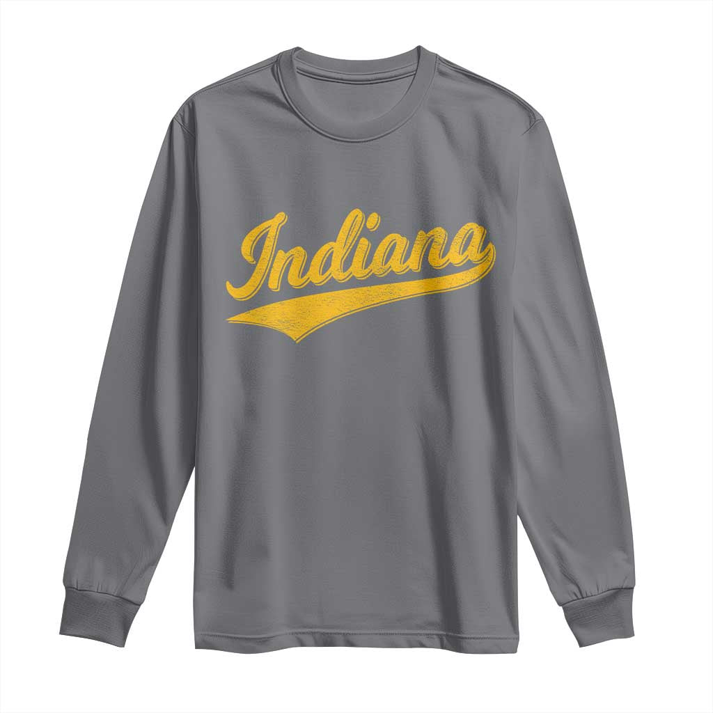 Vintage Indiana Retro Yellow Throwback Distressed Long Sleeve Shirt Retro Classic IN State Pride TS02 Charcoal Print Your Wear