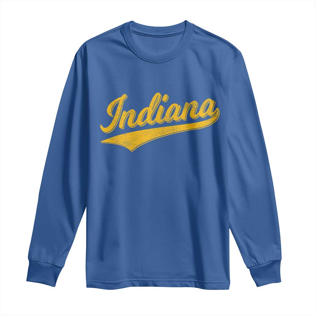 Vintage Indiana Retro Yellow Throwback Distressed Long Sleeve Shirt Retro Classic IN State Pride TS02 Royal Blue Print Your Wear
