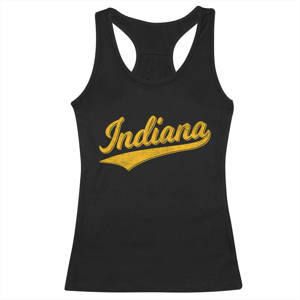 Vintage Indiana Retro Yellow Throwback Distressed Racerback Tank Top Retro Classic IN State Pride TS02 Black Print Your Wear