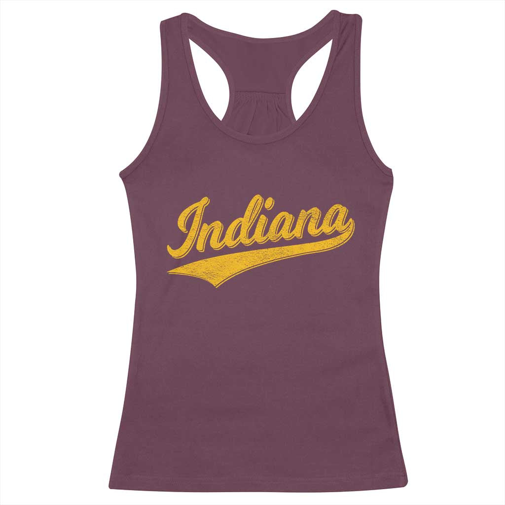 Vintage Indiana Retro Yellow Throwback Distressed Racerback Tank Top Retro Classic IN State Pride TS02 Maroon Print Your Wear