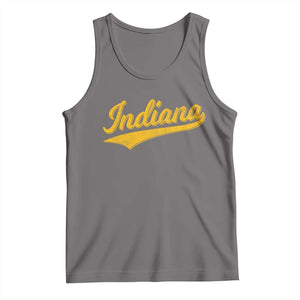 Vintage Indiana Retro Yellow Throwback Distressed Tank Top Retro Classic IN State Pride TS02 Deep Heather Print Your Wear
