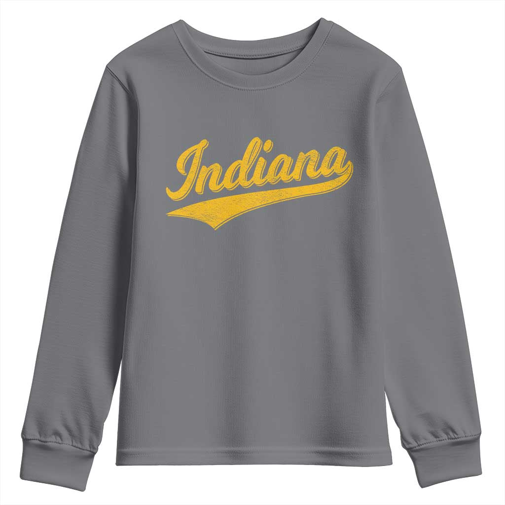 Vintage Indiana Retro Yellow Throwback Distressed Youth Sweatshirt Retro Classic IN State Pride TS02 Charcoal Print Your Wear