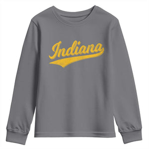 Vintage Indiana Retro Yellow Throwback Distressed Youth Sweatshirt Retro Classic IN State Pride TS02 Charcoal Print Your Wear