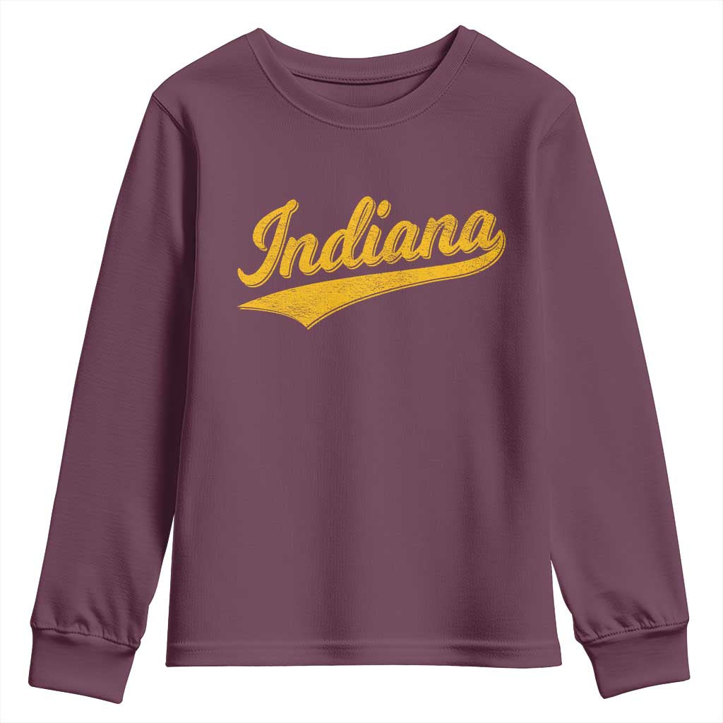 Vintage Indiana Retro Yellow Throwback Distressed Youth Sweatshirt Retro Classic IN State Pride TS02 Maroon Print Your Wear
