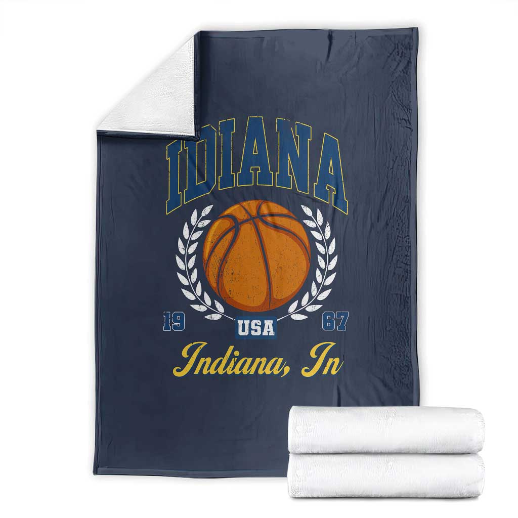 Vintage Indiana Basketball Graphic Throw Blanket Retro 1967 Sports Indianapolis IN Fan TS02 Navy Print Your Wear