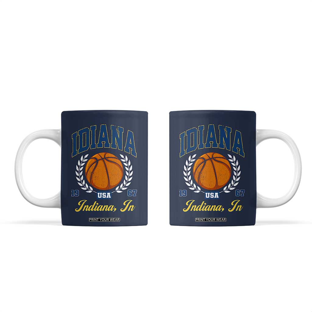 Vintage Indiana Basketball Graphic Coffee Mug Retro 1967 Sports Indianapolis IN Fan TS02 Navy Print Your Wear