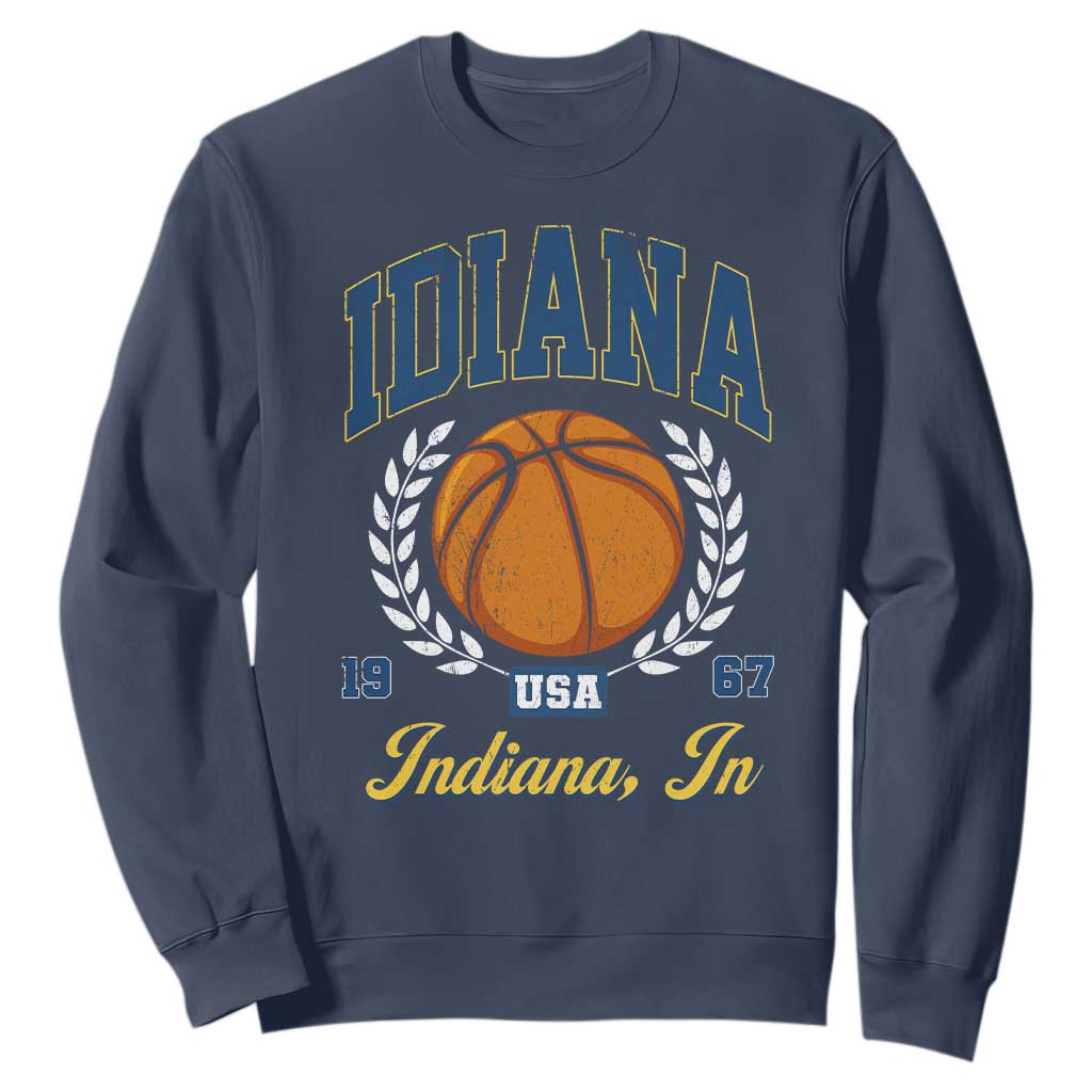 Vintage Indiana Basketball Graphic Sweatshirt Retro 1967 Sports Indianapolis IN Fan TS02 Navy Print Your Wear
