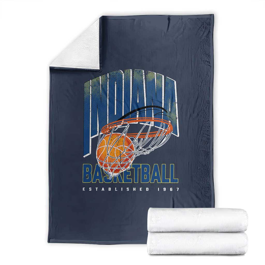 Indiana Basketball Throwback Throw Blanket Retro Hoop Graphic for IN Fans Since 1967 TS02 Navy Print Your Wear